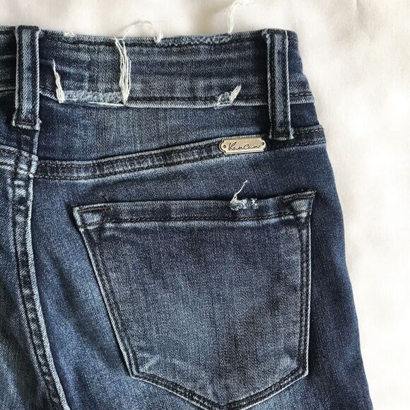 KANCAN Women’s Stretch Jeans Estilo Raw Hem Size 25 Cut 6162 Blue Distressed EUC - Picture 5 of 13